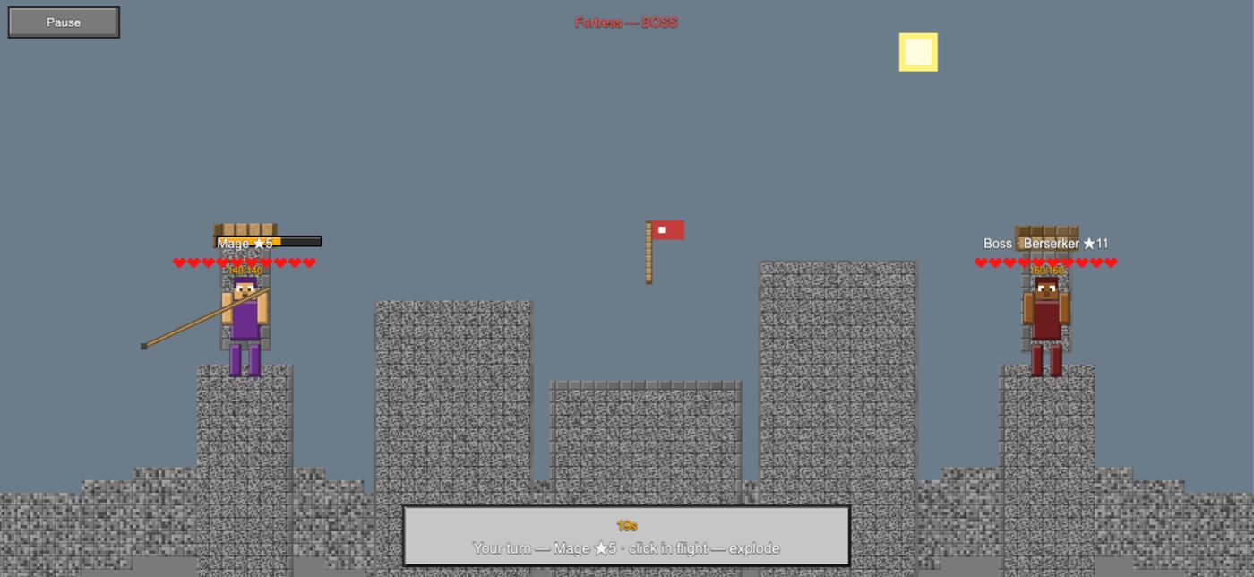 Mage facing the Berserker boss in the Fortress